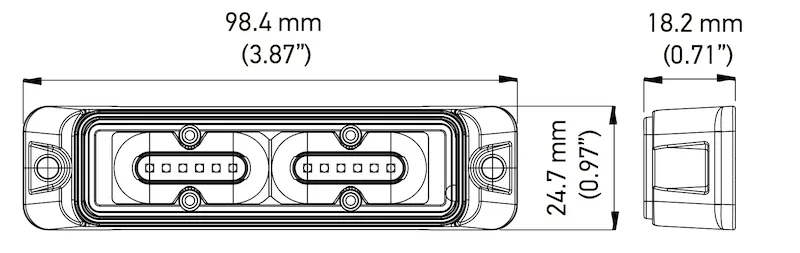 H22899001 – HELLA Warning Light, Rectangular LED Red/ Blue/ White 5 Patterns One Lighthead - view 3